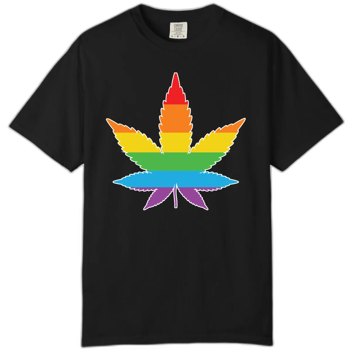 Rainbow Pride Leaf Comfort Color in Black