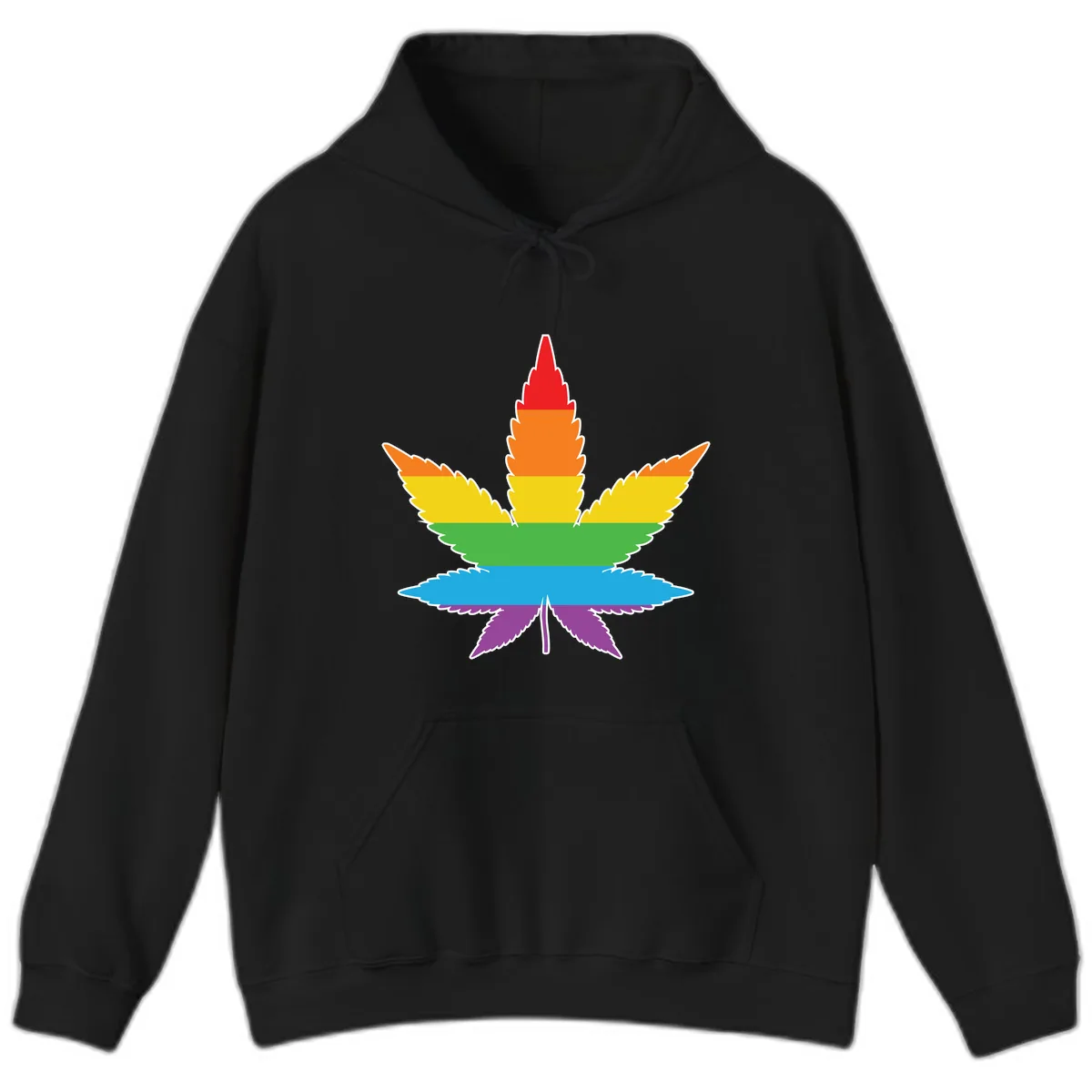 Rainbow Pride Leaf Hoodie in Black