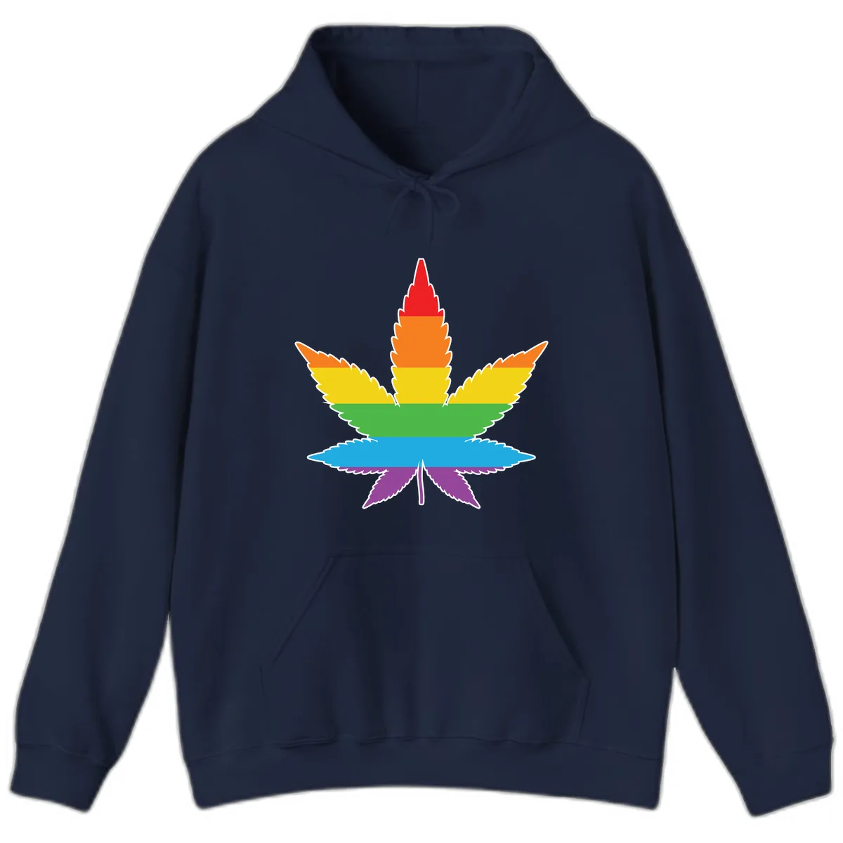 Rainbow Pride Leaf Hoodie in Navy