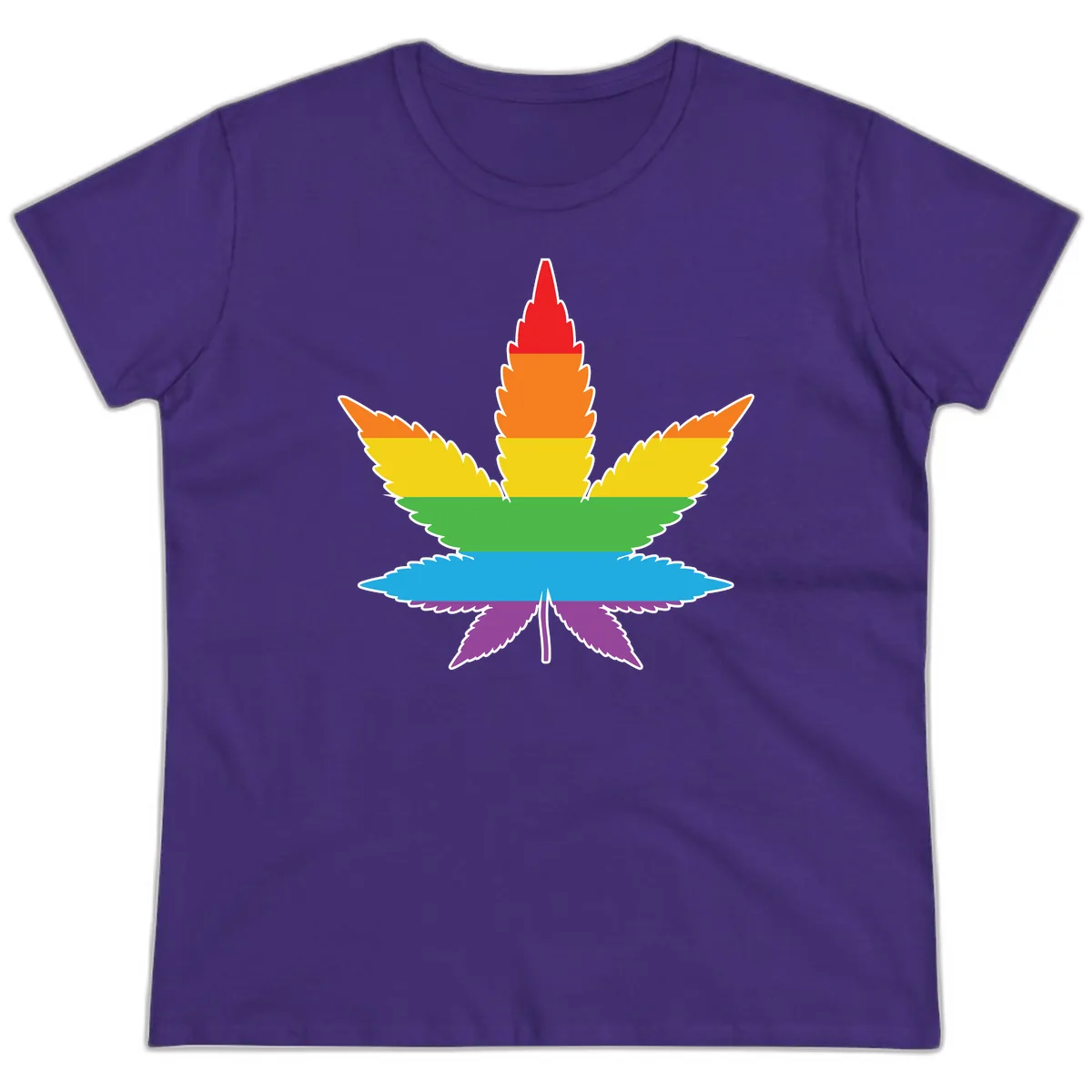 Rainbow Pride Leaf Ladies Tee in Purple