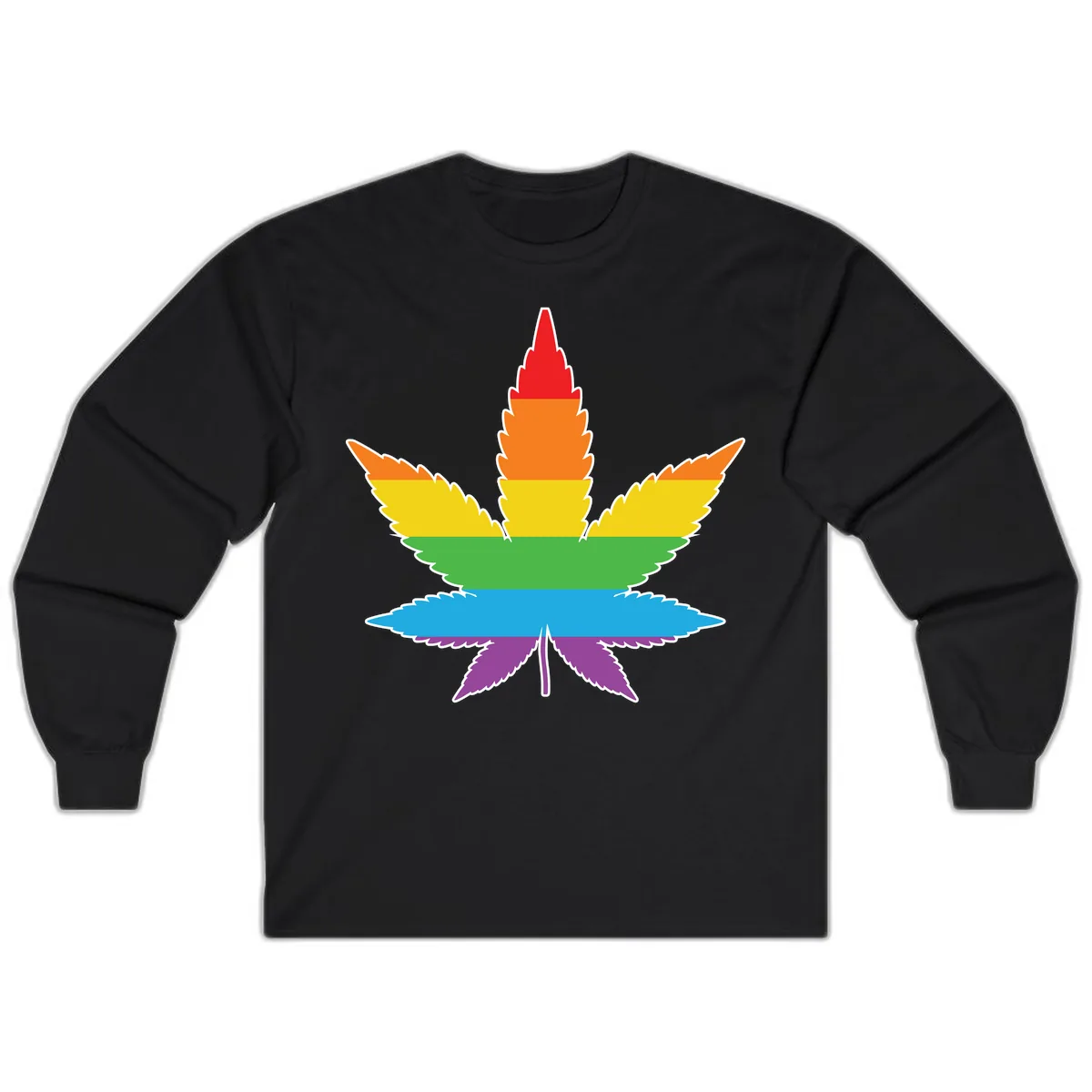 Rainbow Pride Leaf Long Sleeve in Black