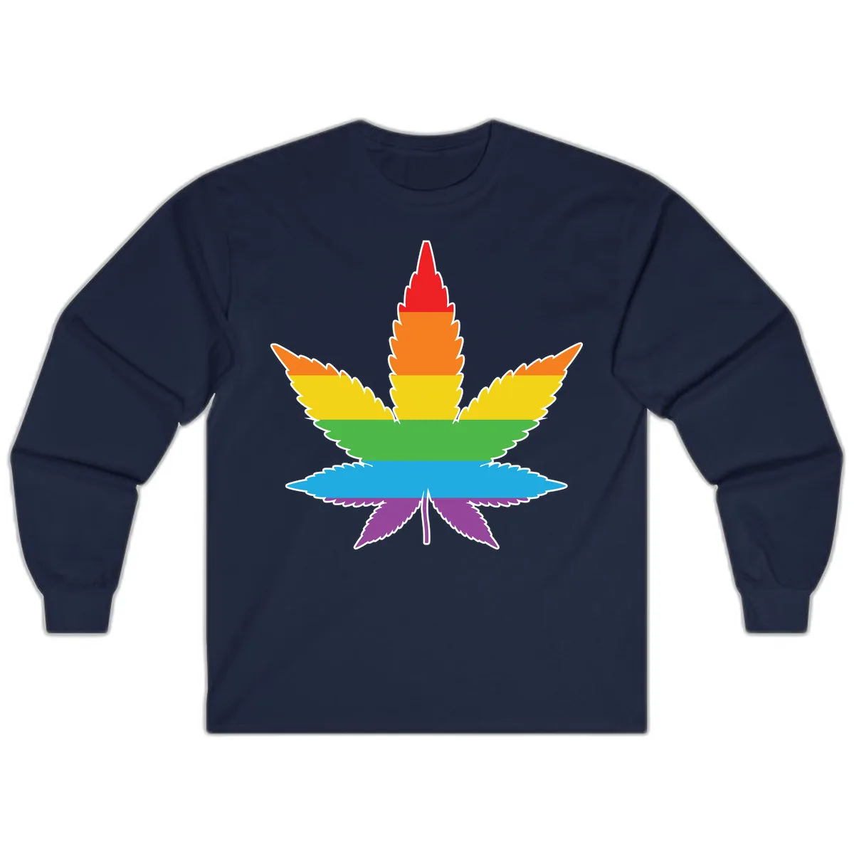 Rainbow Pride Leaf Long Sleeve in Navy