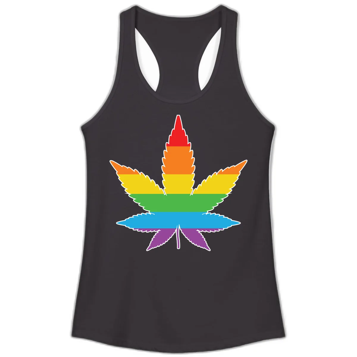 Rainbow Pride Leaf Ladies Tank in Black