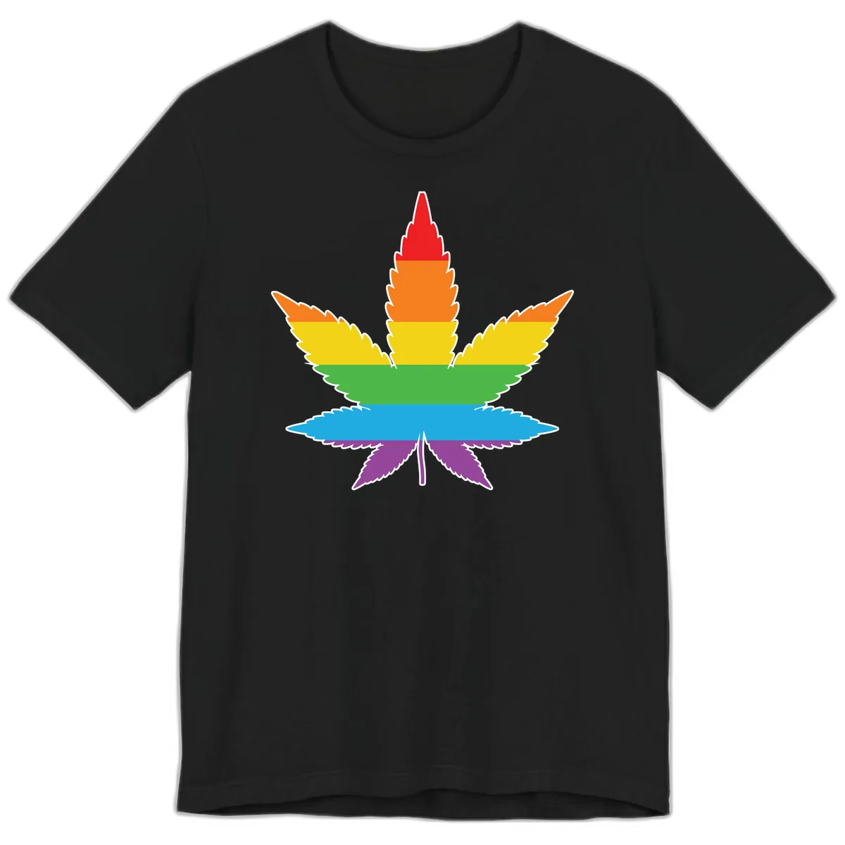 Rainbow Pride Leaf Premium T-Shirt in Black