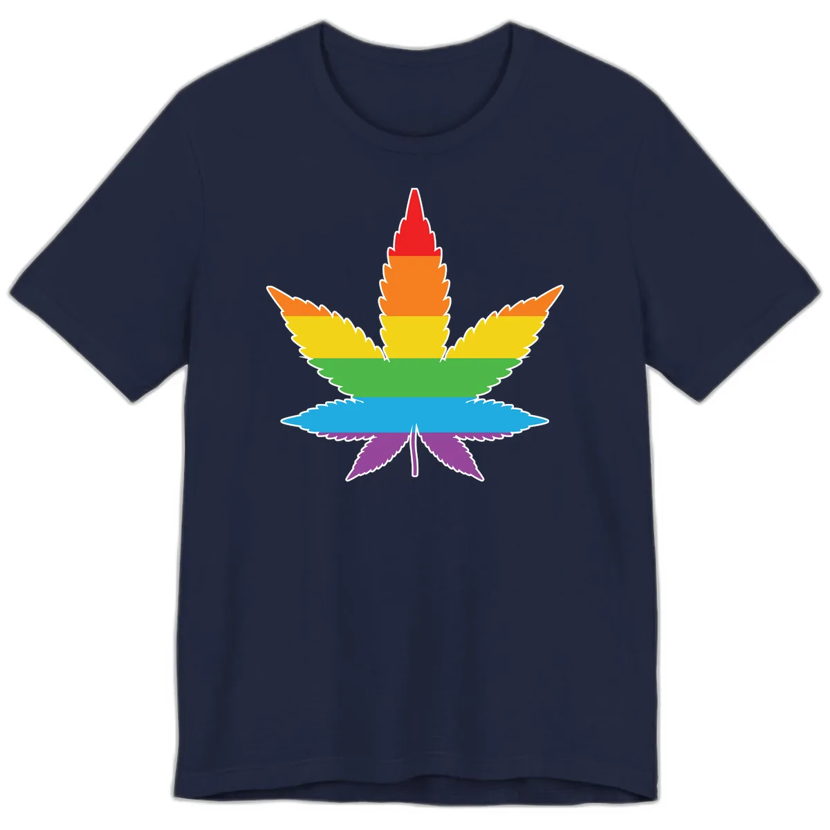 Rainbow Pride Leaf Premium T-Shirt in Navy