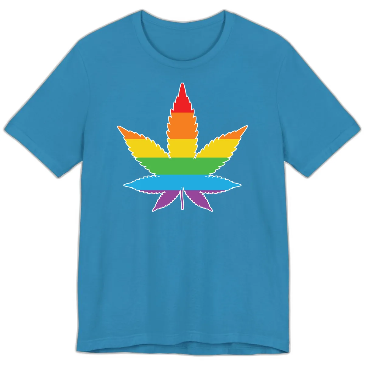 Rainbow Pride Leaf Premium T-Shirt in Aqua