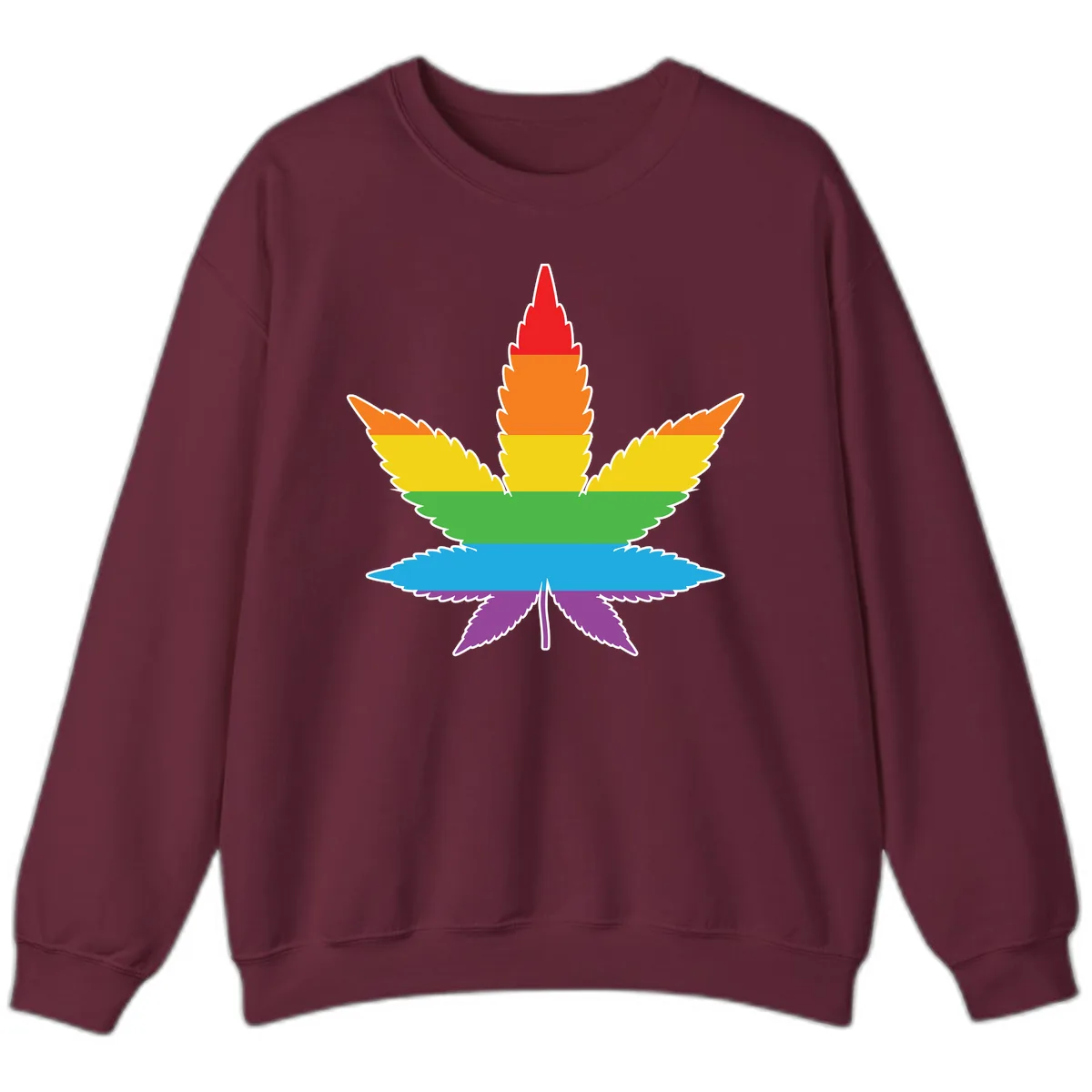 Rainbow Pride Leaf Sweatshirt in Maroon