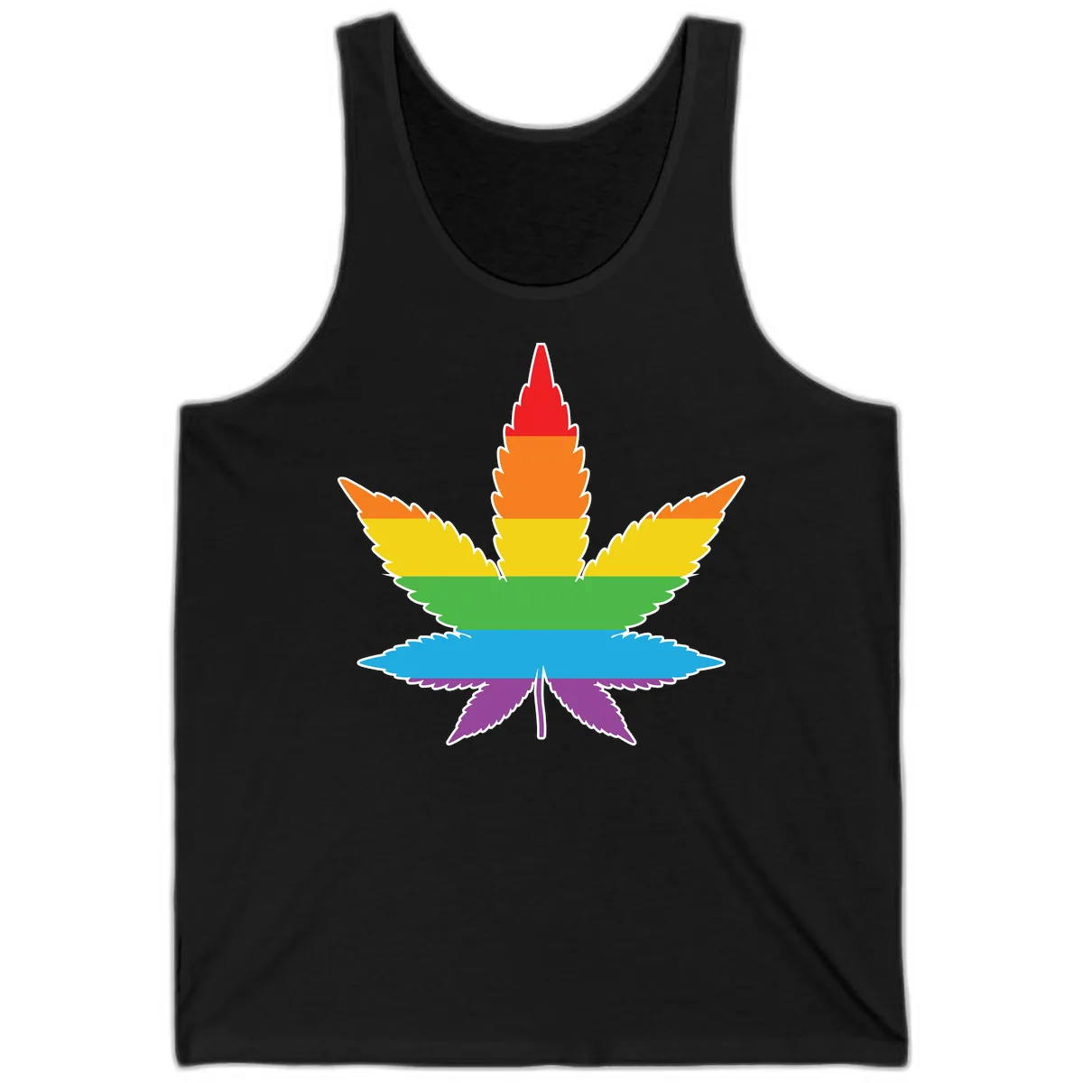 Rainbow Pride Leaf Tank in Black