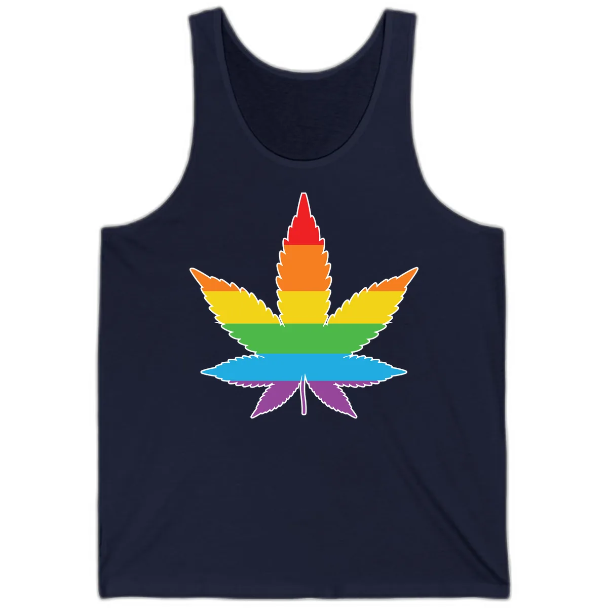 Rainbow Pride Leaf Tank in Navy
