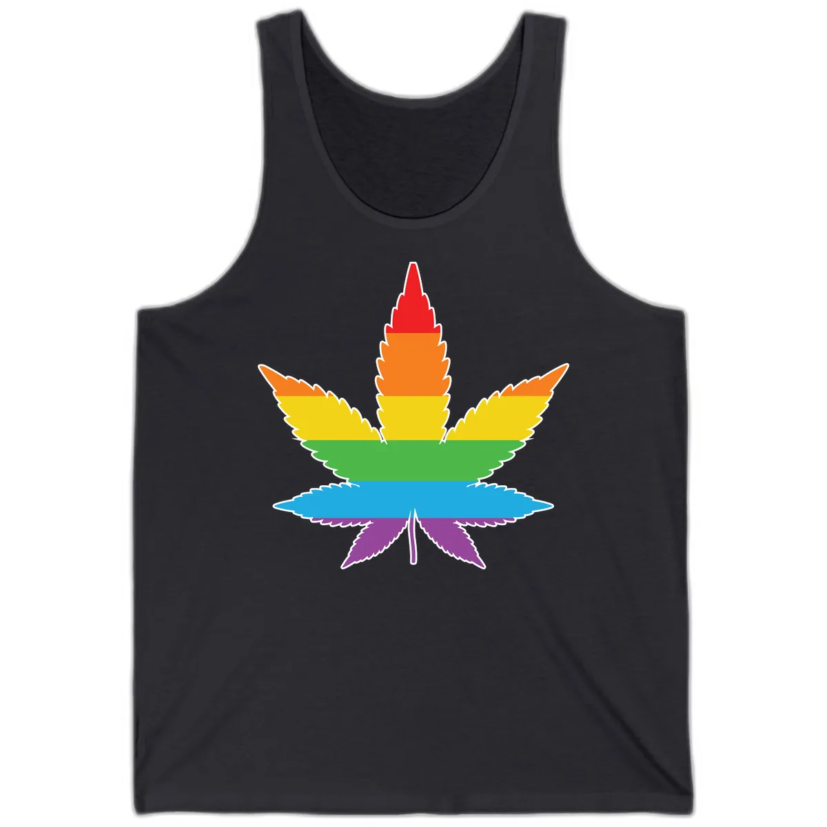 Rainbow Pride Leaf Tank in Dark Grey