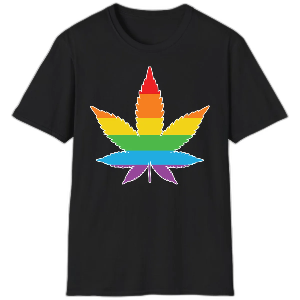 Rainbow Pride Leaf T-Shirt in Black