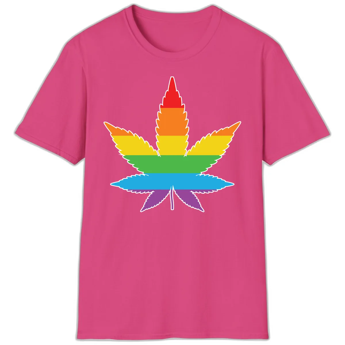 Rainbow Pride Leaf T-Shirt in Heliconia