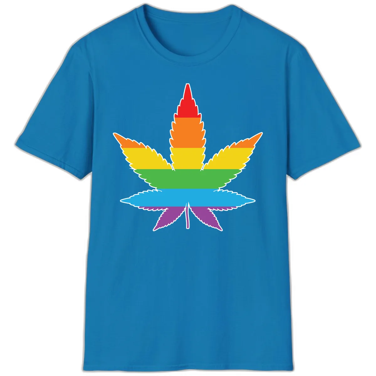 Rainbow Pride Leaf T-Shirt in Sapphire