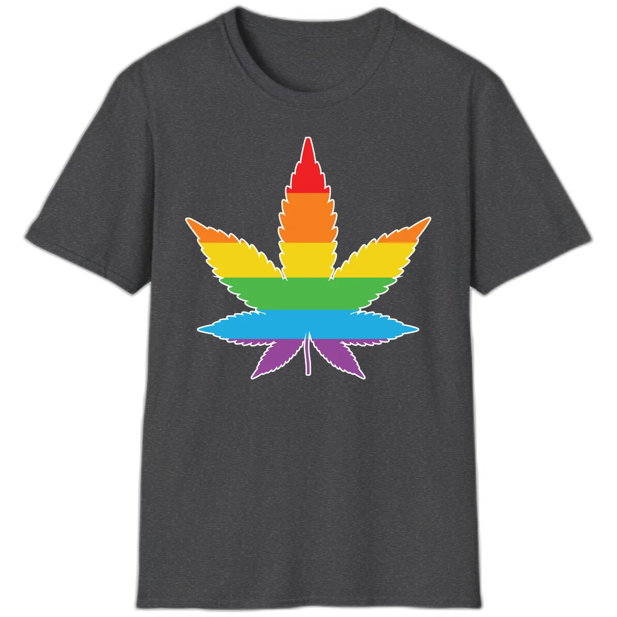 Rainbow Pride Leaf T-Shirt in Dark Heather