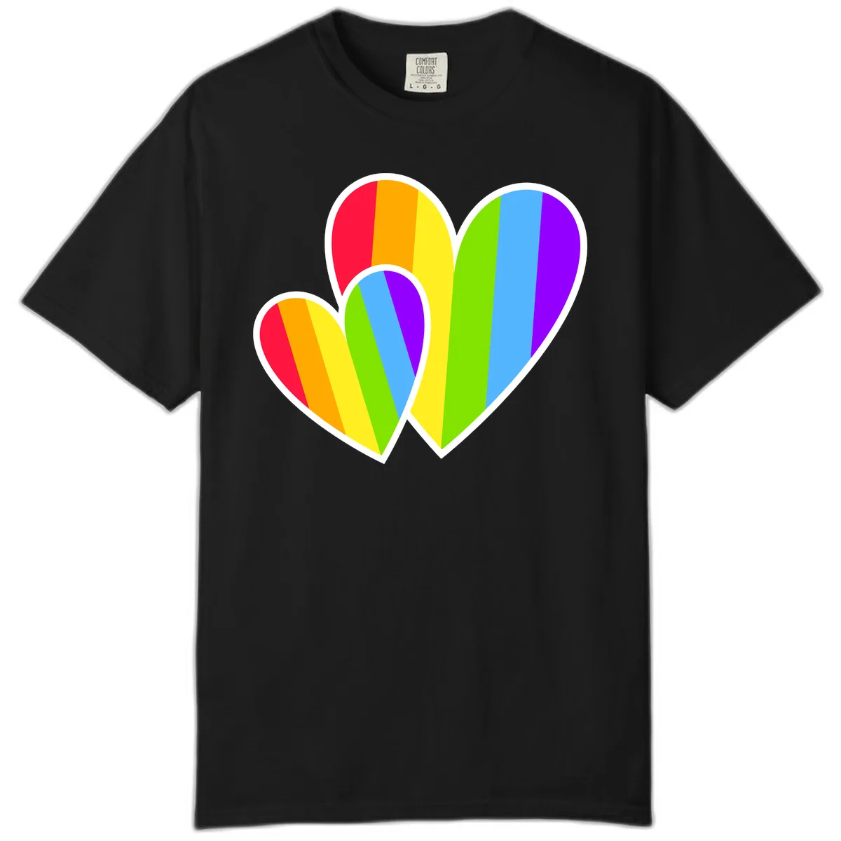 Rainbow Pride Hearts Design Comfort Color in Black