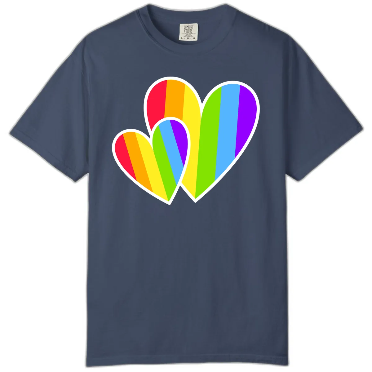 Rainbow Pride Hearts Design Comfort Color in Midnight
