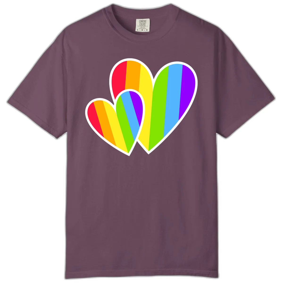 Rainbow Pride Hearts Design Comfort Color in Berry