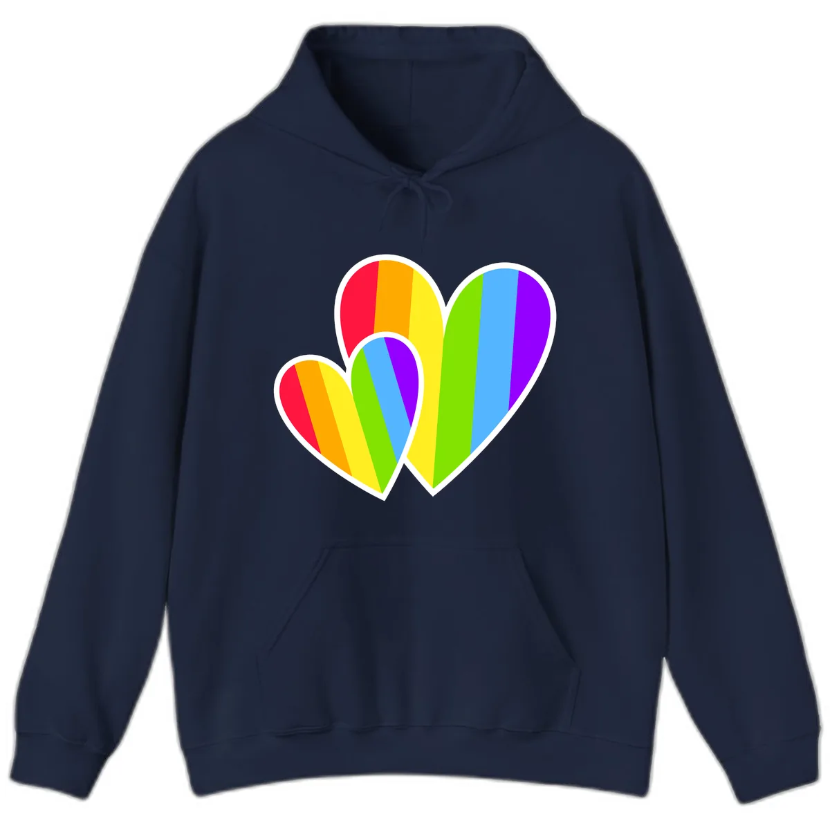 Rainbow Pride Hearts Design Hoodie in Navy