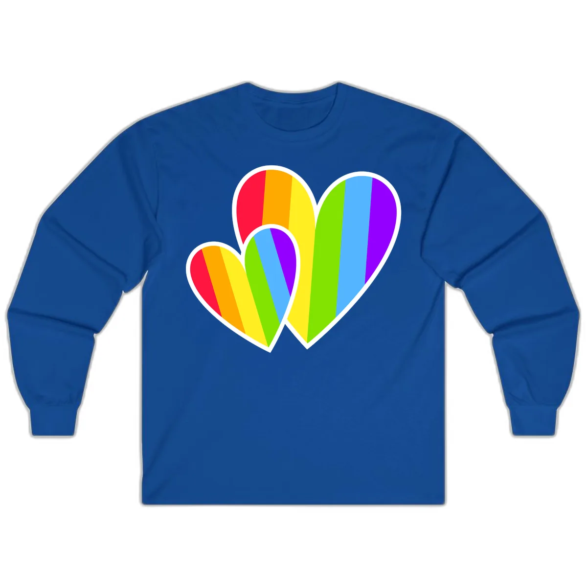 Rainbow Pride Hearts Design Long Sleeve in Royal
