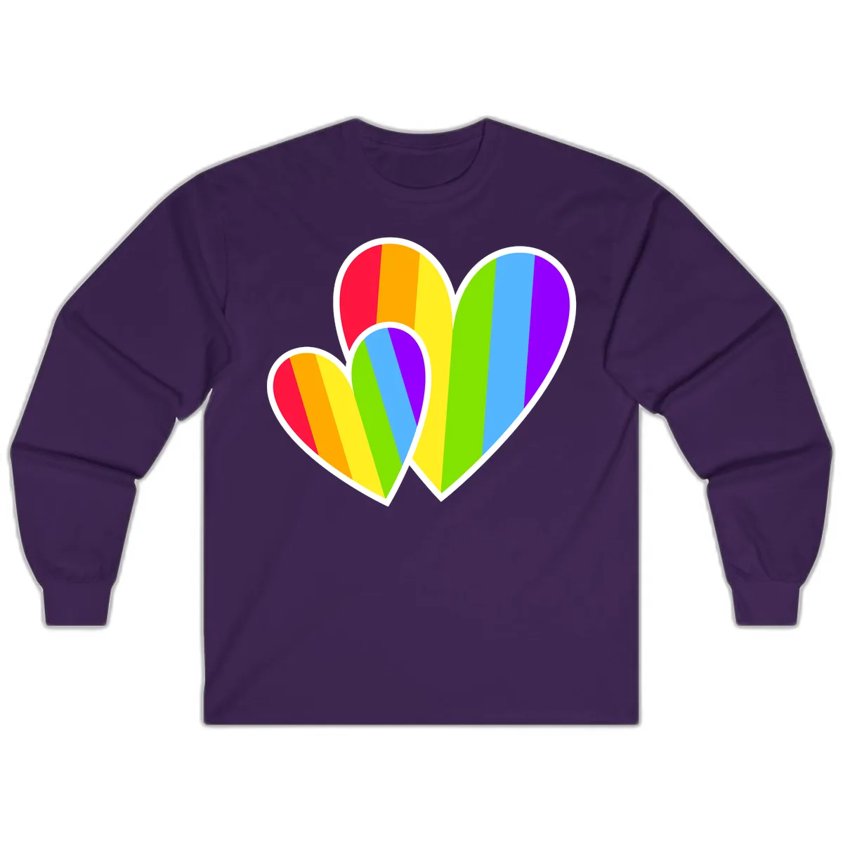 Rainbow Pride Hearts Design Long Sleeve in Purple