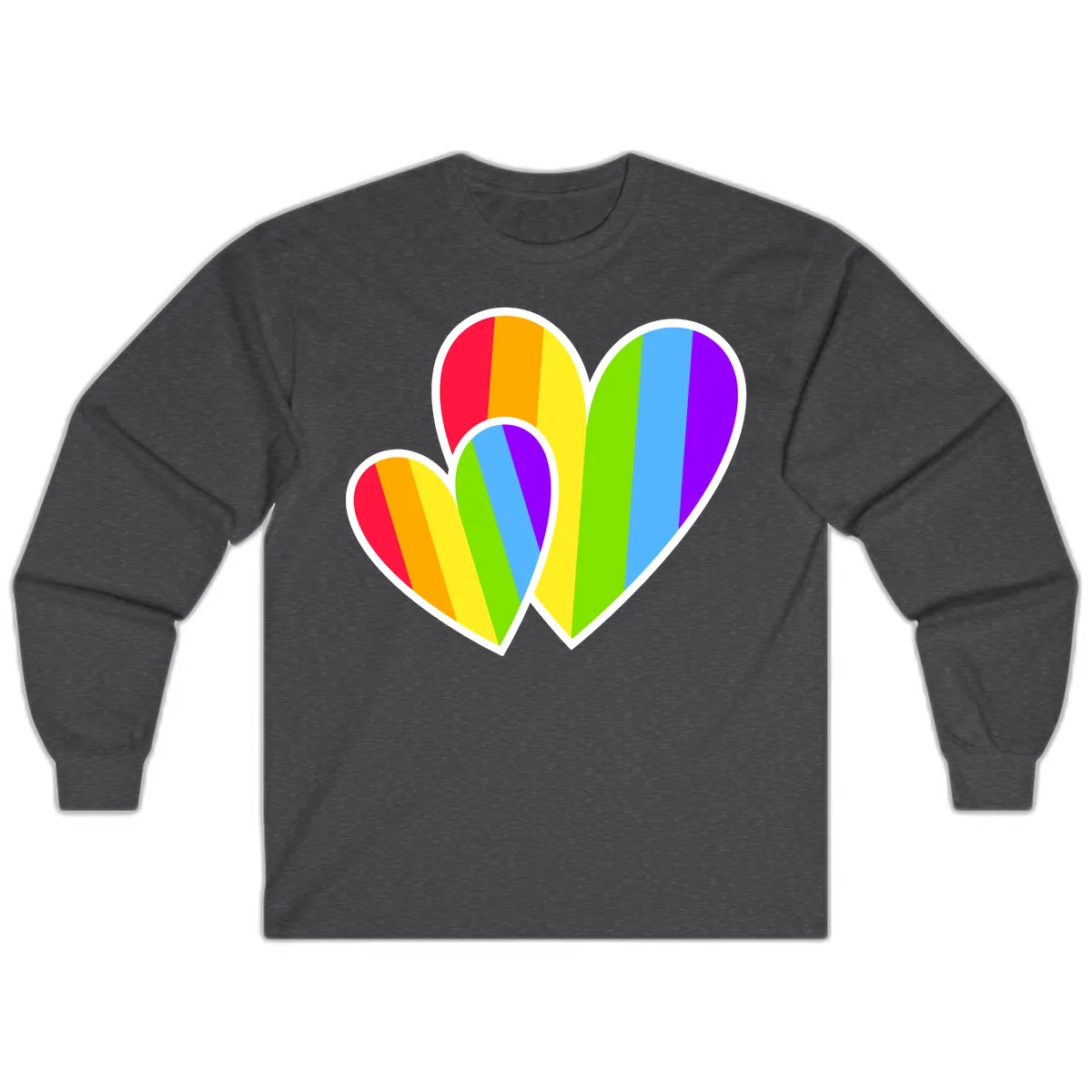 Rainbow Pride Hearts Design Long Sleeve in Dark Heather