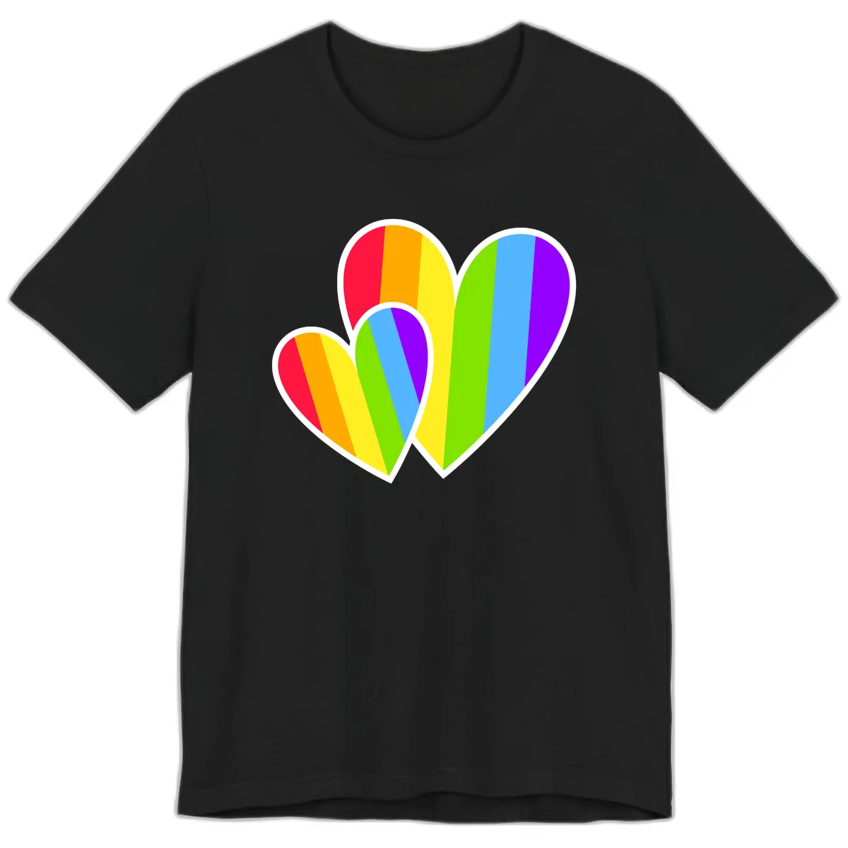Rainbow Pride Hearts Design Premium T-Shirt in Black