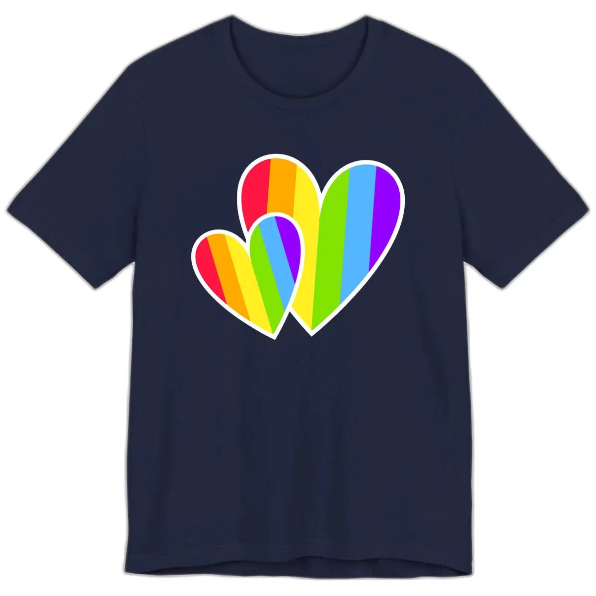 Rainbow Pride Hearts Design Premium T-Shirt in Navy