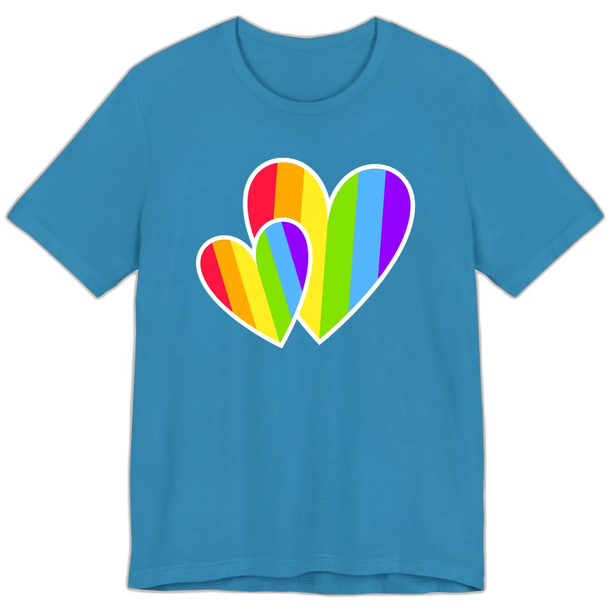 Rainbow Pride Hearts Design Premium T-Shirt in Aqua