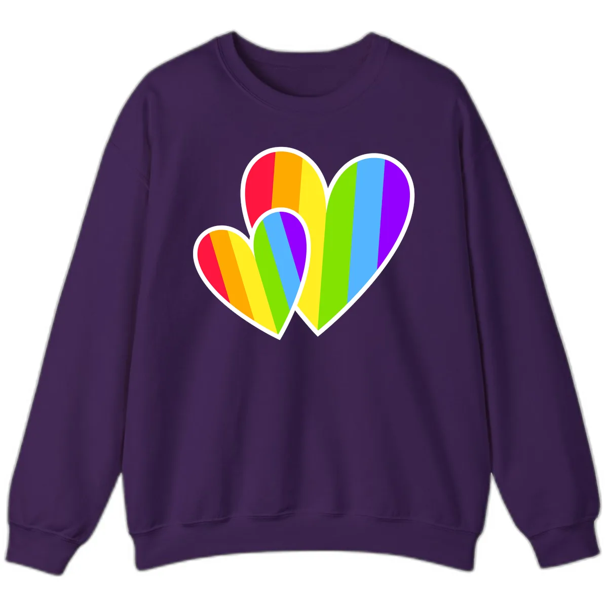 Rainbow Pride Hearts Design Sweatshirt in Purple