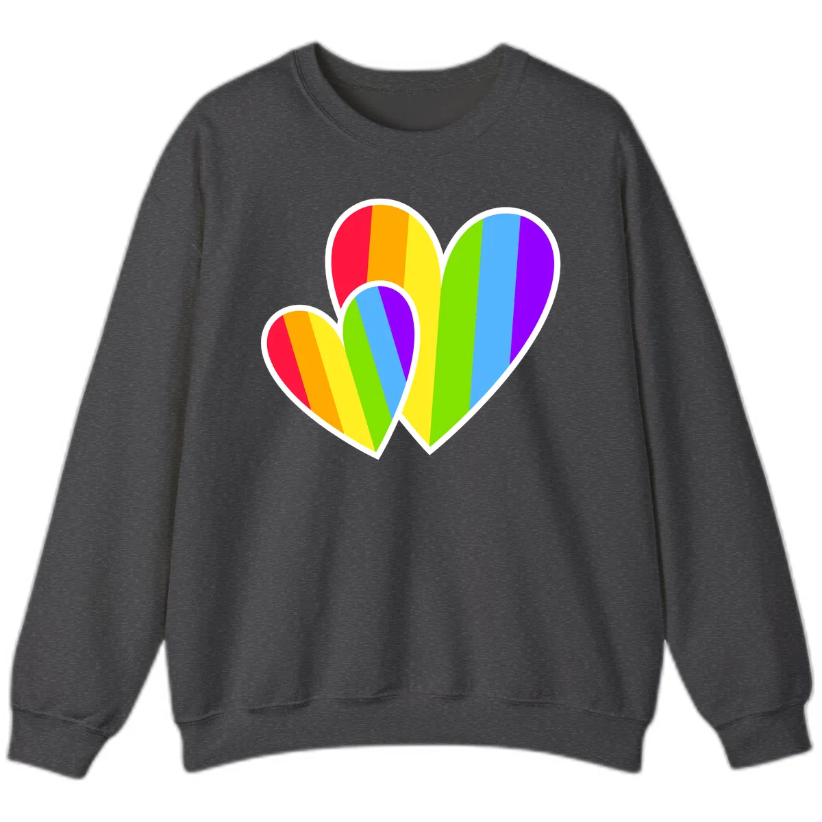 Rainbow Pride Hearts Design Sweatshirt in Dark Heather
