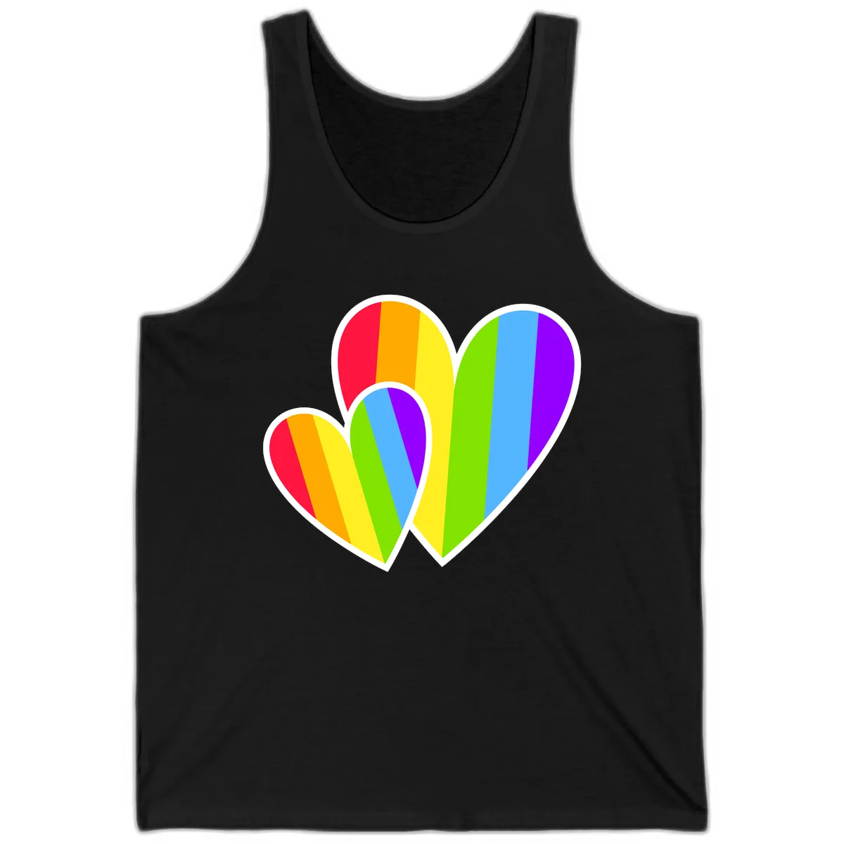 Rainbow Pride Hearts Design Tank in Black