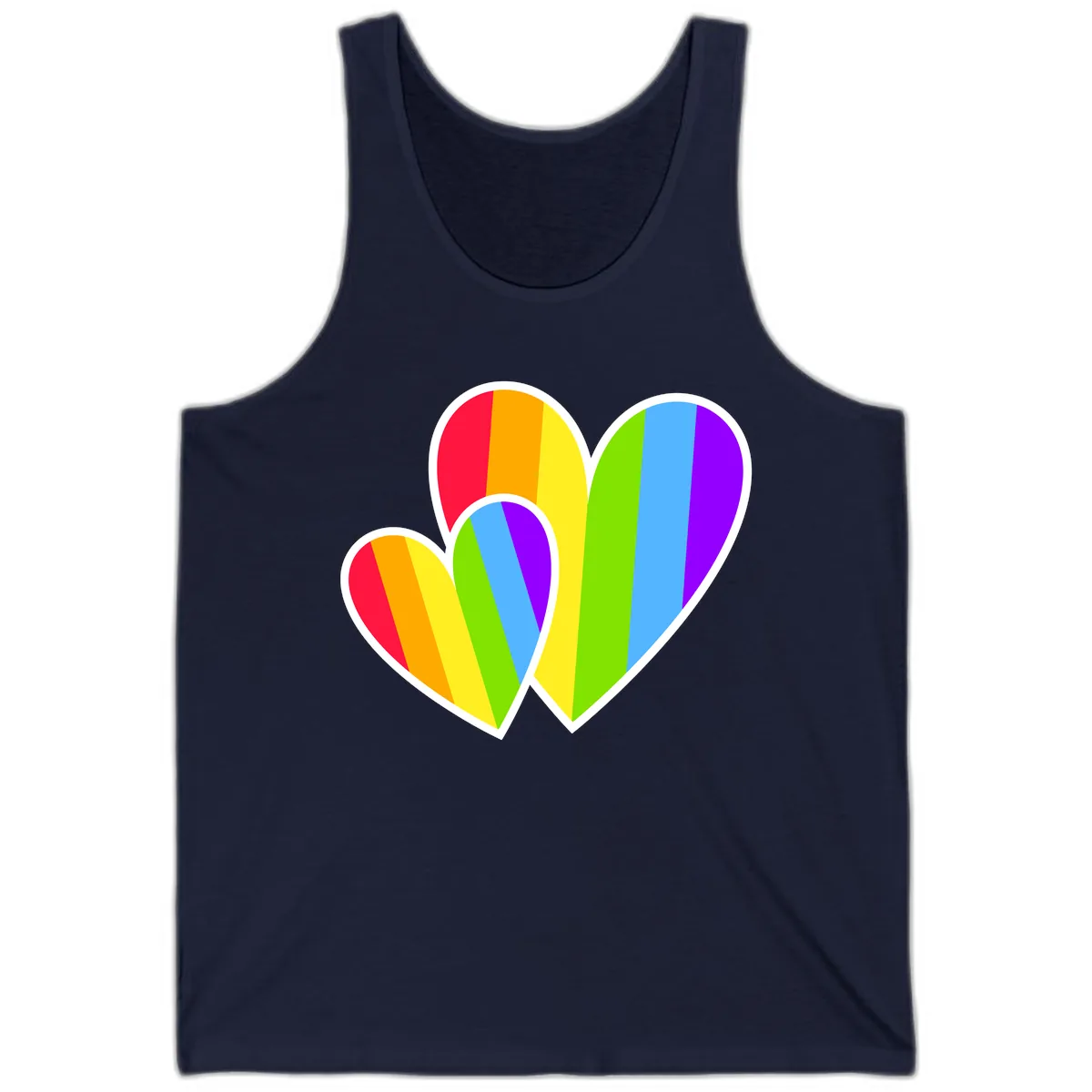 Rainbow Pride Hearts Design Tank in Navy