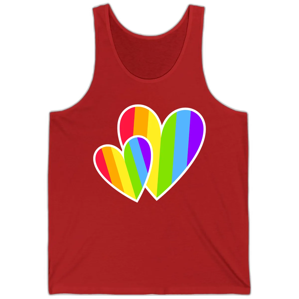 Rainbow Pride Hearts Design Tank in Red