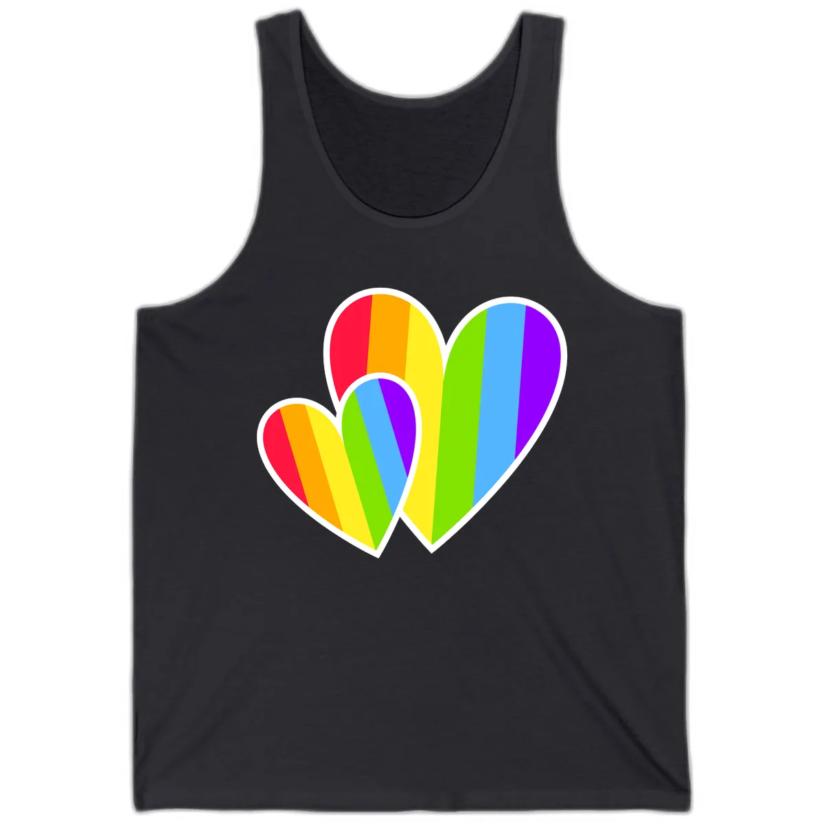 Rainbow Pride Hearts Design Tank in Dark Grey