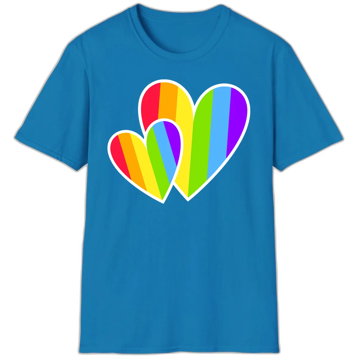 Rainbow Pride Hearts Design T-Shirt in Sapphire