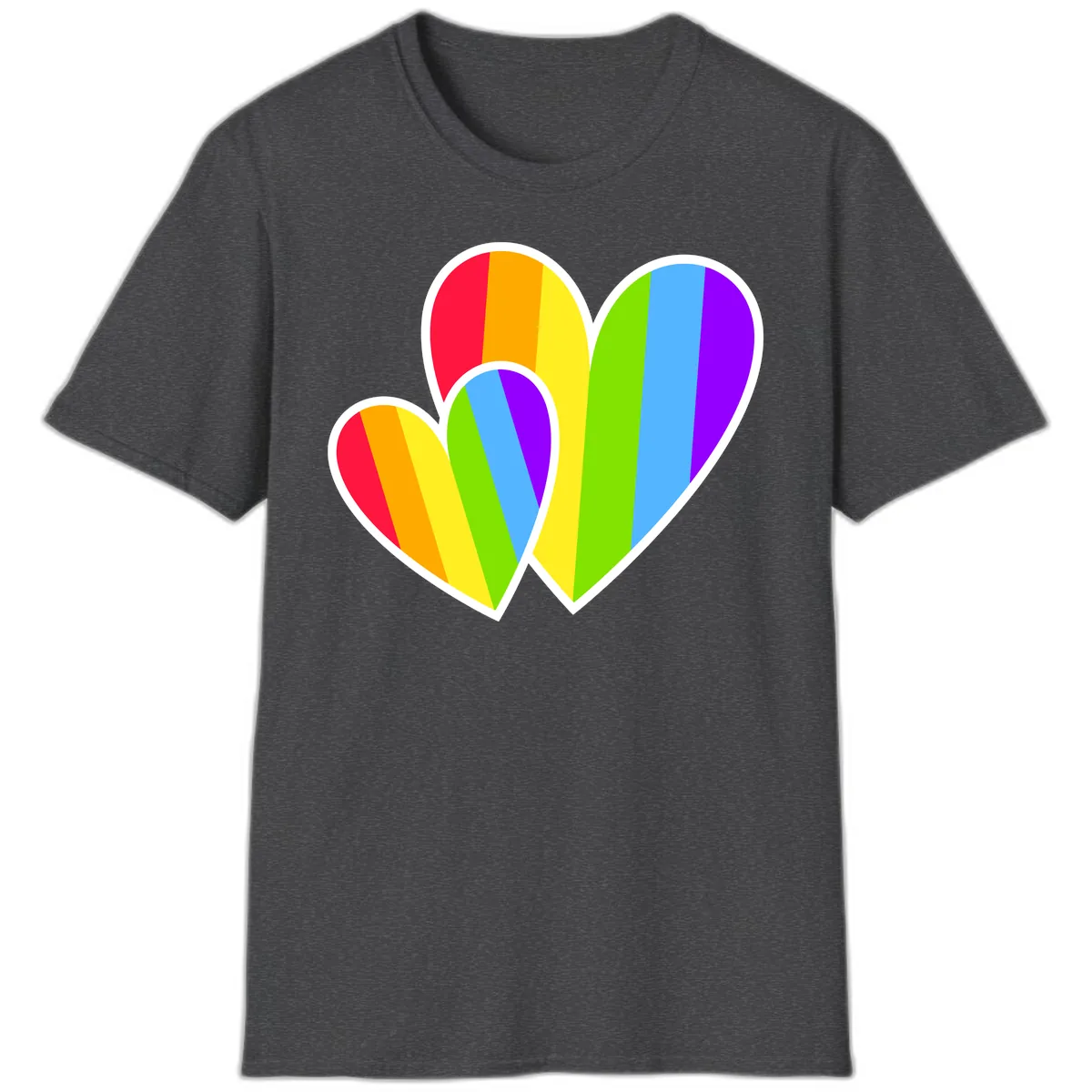 Rainbow Pride Hearts Design T-Shirt in Dark Heather