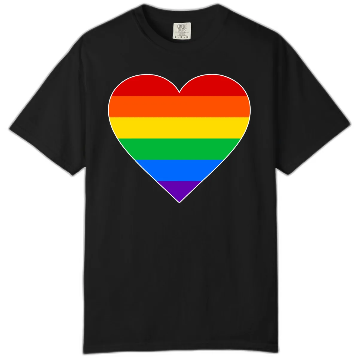 Rainbow Pride Heart Comfort Color in Black