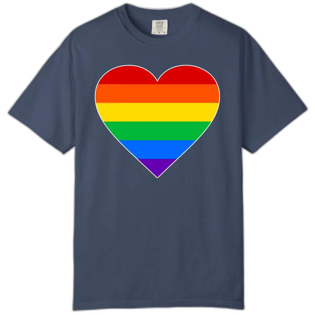 Rainbow Pride Heart Comfort Color in Midnight