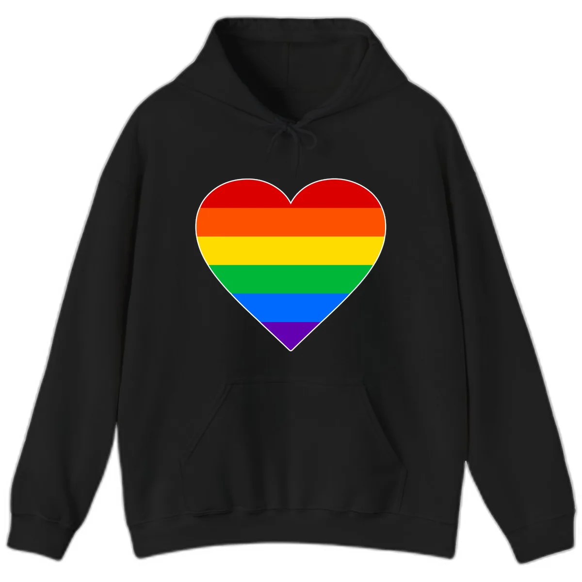 Rainbow Pride Heart Hoodie in Black