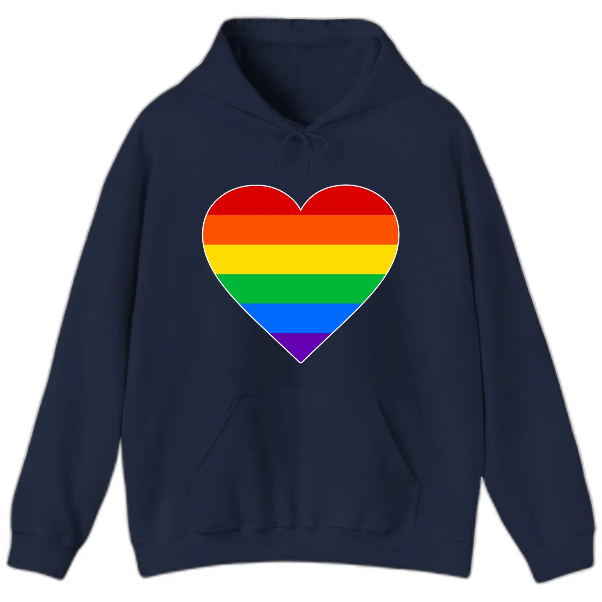 Rainbow Pride Heart Hoodie in Navy