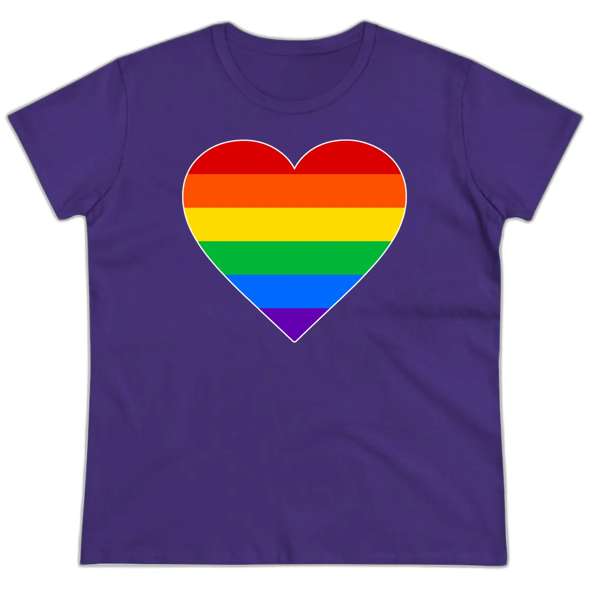 Rainbow Pride Heart Ladies Tee in Purple