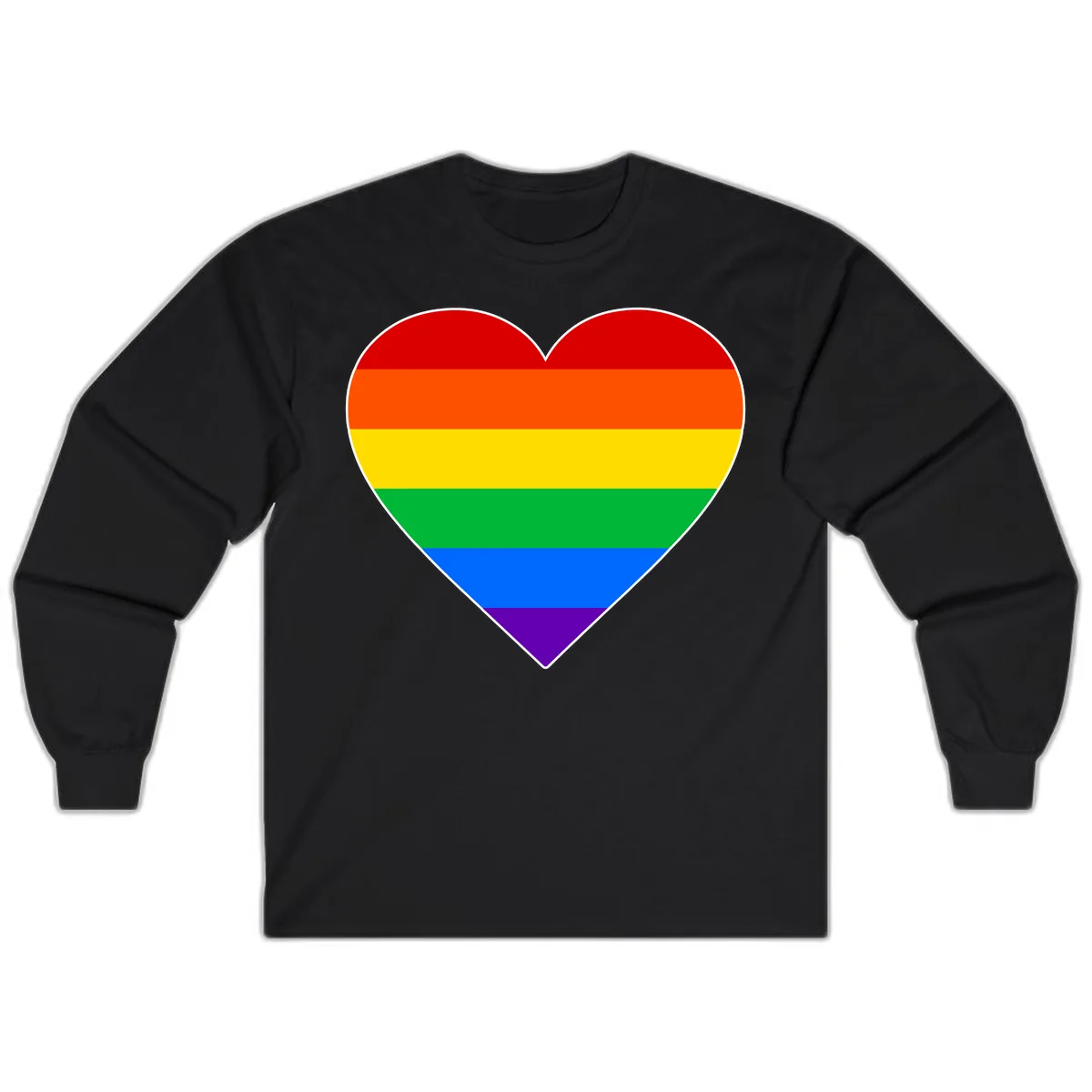 Rainbow Pride Heart Long Sleeve in Black