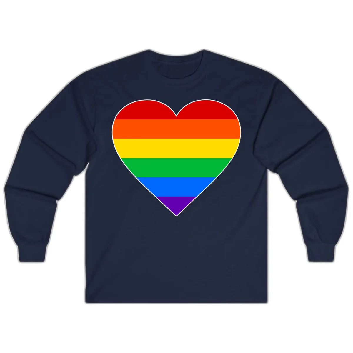 Rainbow Pride Heart Long Sleeve in Navy