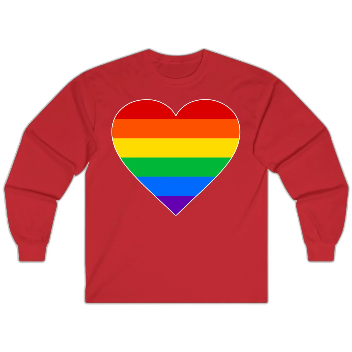 Rainbow Pride Heart Long Sleeve in Red