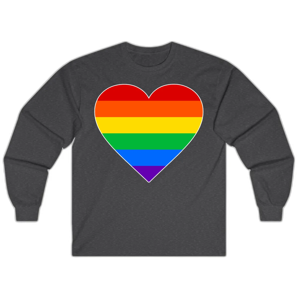 Rainbow Pride Heart Long Sleeve in Dark Heather