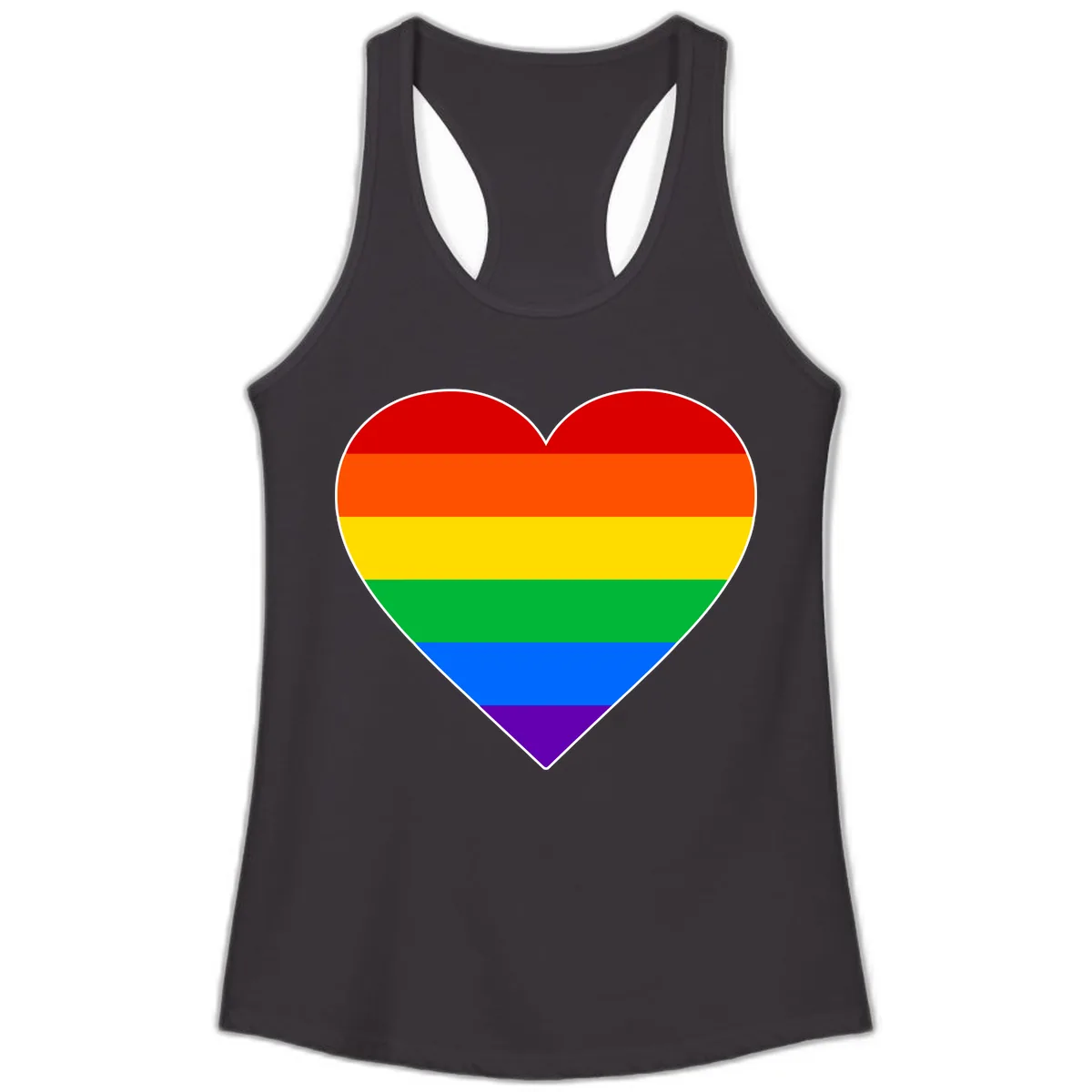 Rainbow Pride Heart Ladies Tank in Black