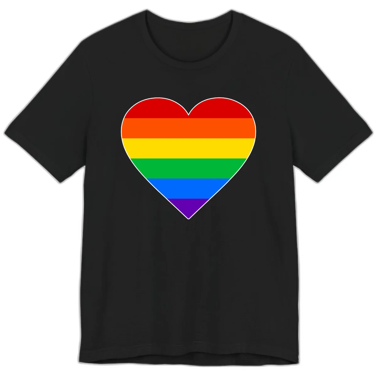 Rainbow Pride Heart Premium T-Shirt in Black