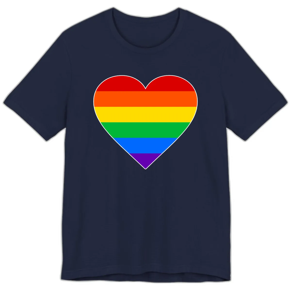 Rainbow Pride Heart Premium T-Shirt in Navy