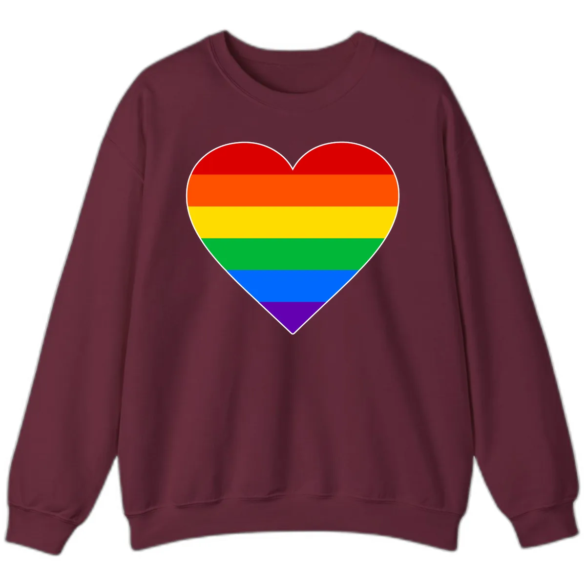 Rainbow Pride Heart Sweatshirt in Maroon