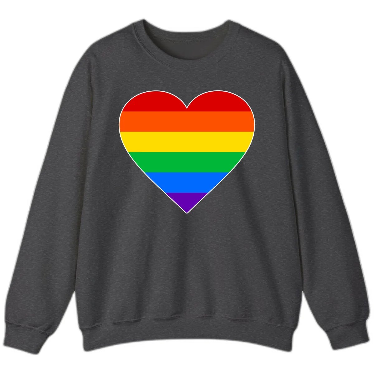 Rainbow Pride Heart Sweatshirt in Dark Heather